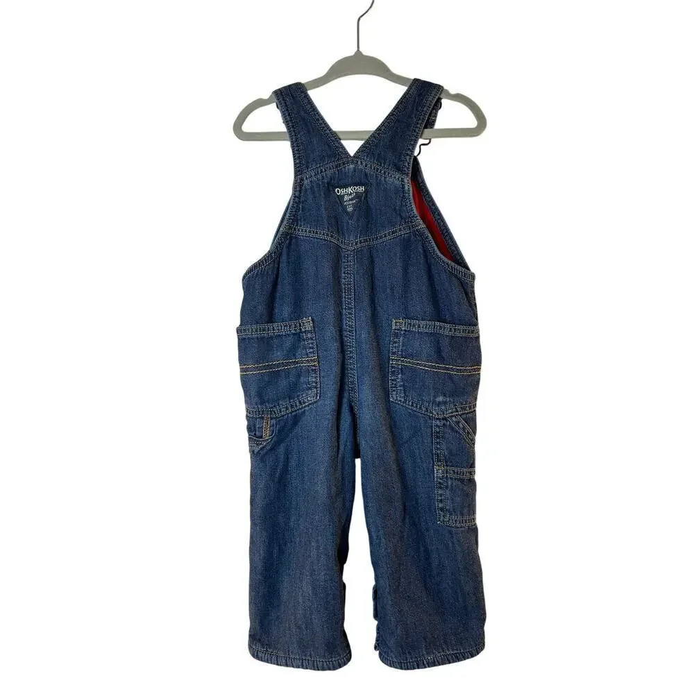 OSHKOSH B’GOSH Unisex Toddler Fleece Lined Jean Bib Overalls / Size: 12 Months